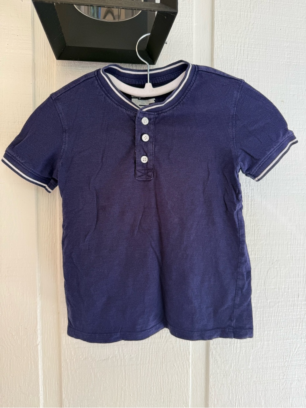 Cat & Jack Navy Short-Sleeve Henley Tee with White Trim